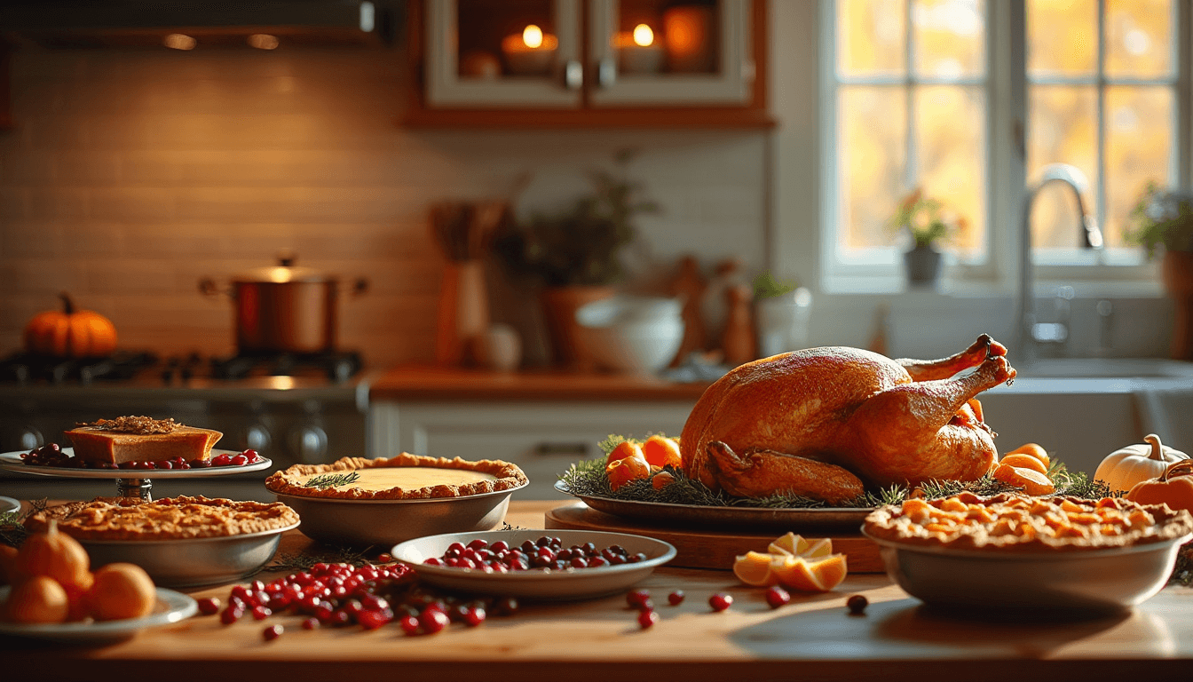 "Cozy Thanksgiving Kitchen" - free Microsoft Teams background provided for you by Perfect Wiki