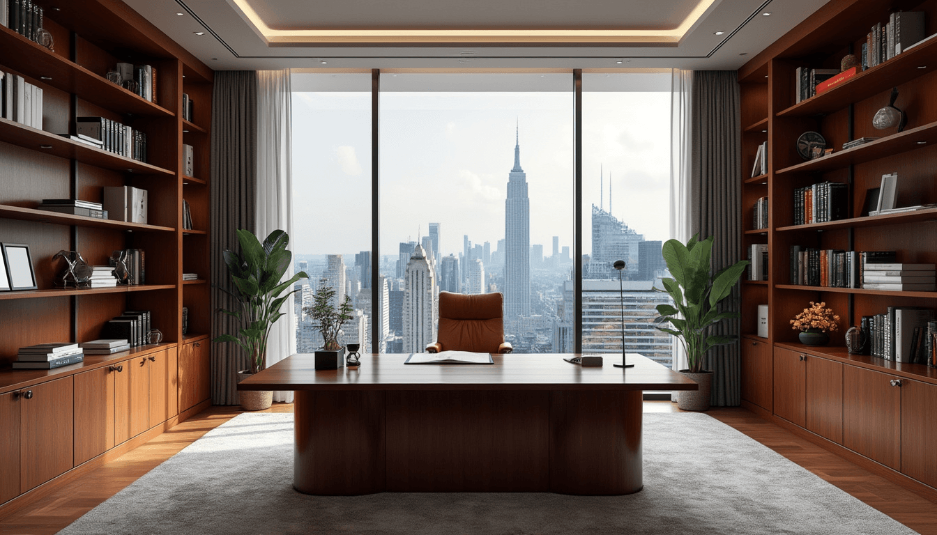 "Executive Office with City View" - free Microsoft Teams background provided for you by Perfect Wiki