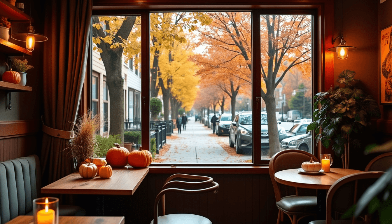 "Pumpkin Spice Café" - free Microsoft Teams background provided for you by Perfect Wiki