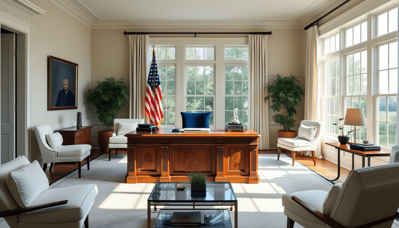 "Modern Oval Office" - free Microsoft Teams background provided for you by Perfect Wiki