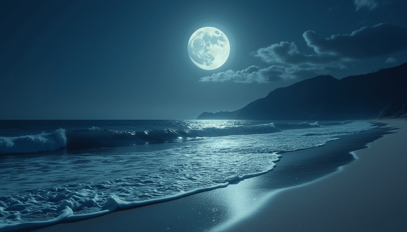 "Ocean Waves Under the Moon" - free Microsoft Teams background provided for you by Perfect Wiki