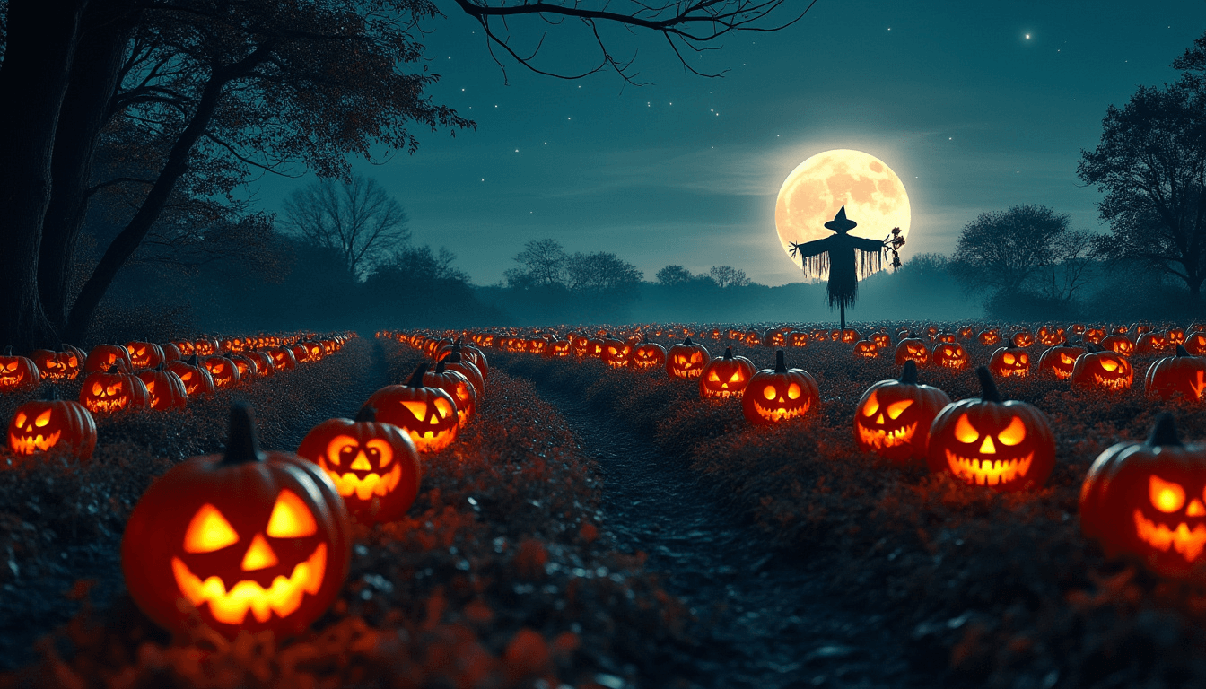 "Pumpkin Patch Night" - free Microsoft Teams background provided for you by Perfect Wiki