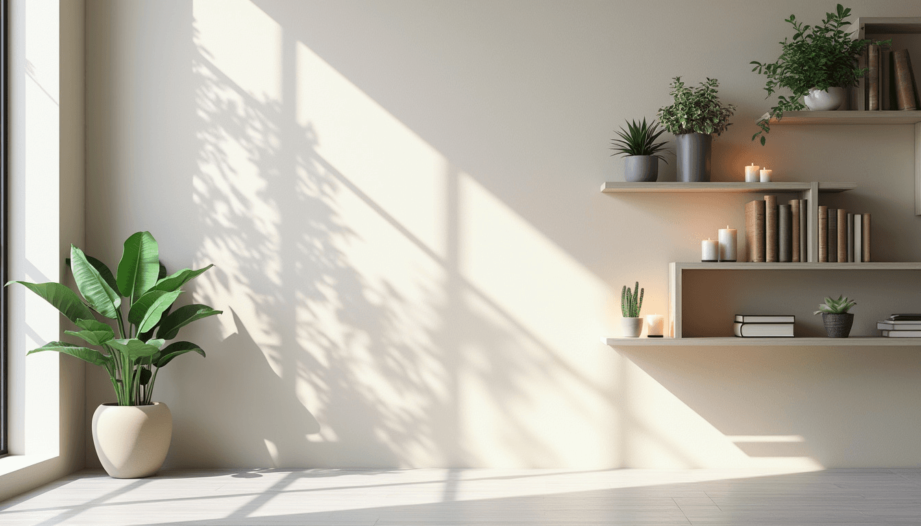 Minimalist Wall with Art and Shelves FREE Microsoft Teams Background